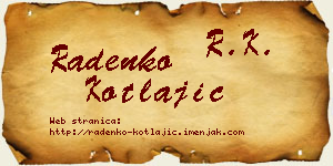 Radenko Kotlajić vizit kartica